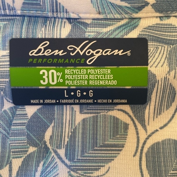 Ben Hogan Performance (Perry Ellis) Linear Botanical Golf Polo Shirt LARGE - Picture 1 of 9